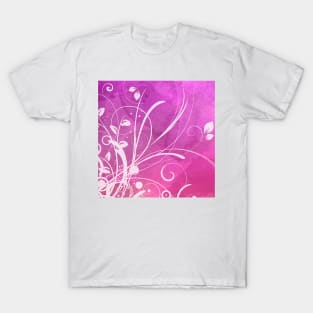 Abstract Floral Art Pink White T-Shirt